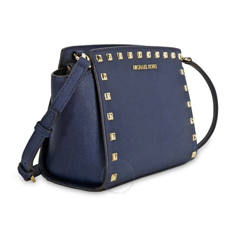 michael michael kors womens selma medium messenger navy black|Michael michael kors medium selma messenger .